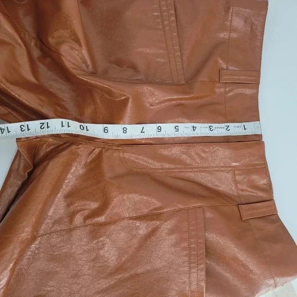 Free People *fp Vegan Leather Pants high rise wide leg retro size 12 - Picture 8 of 12